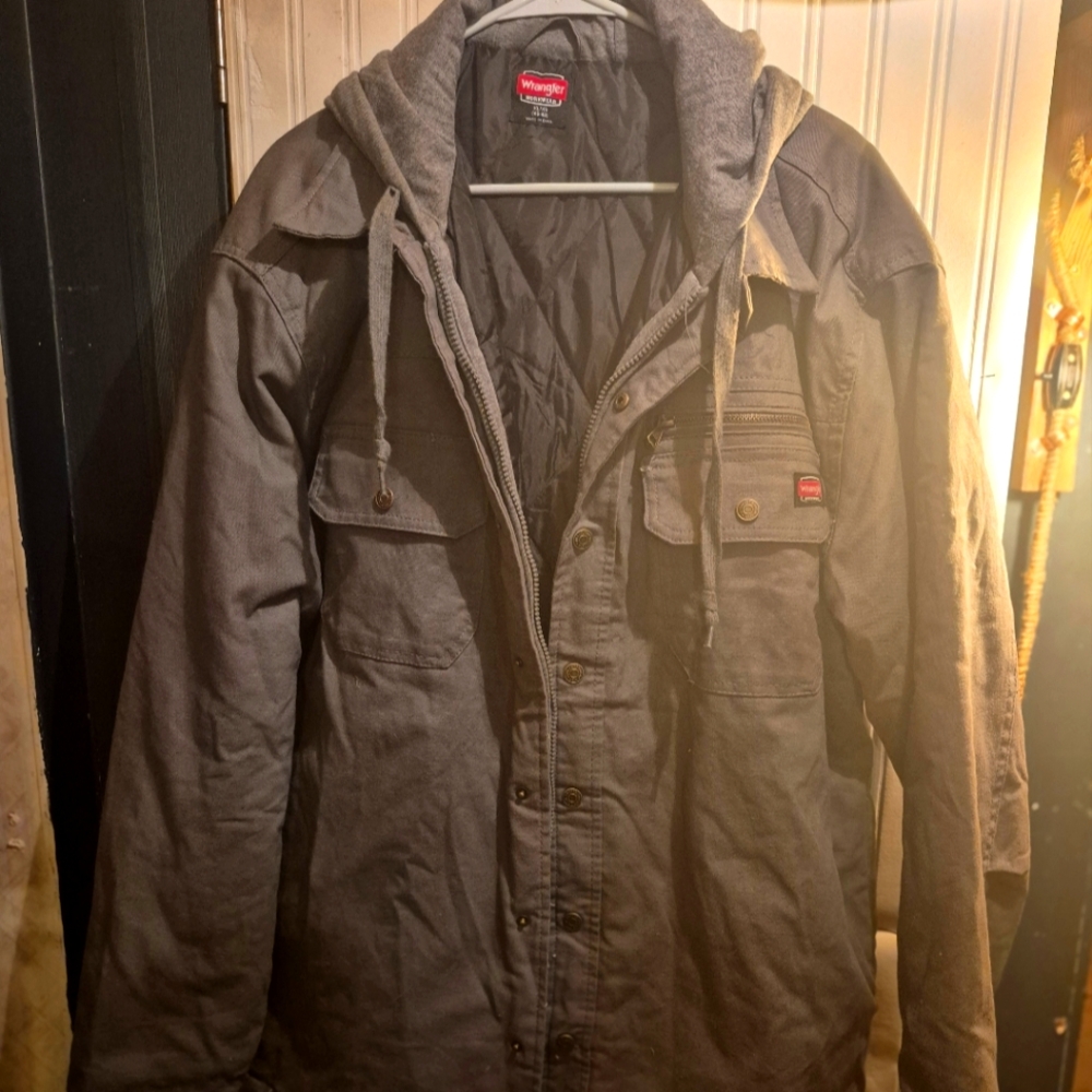Wrangler Workwear Quilted Lined Heavy Duty Canvas Coat Jacket Grey Men’s XL 